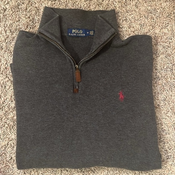 Polo Ralph Lauren Gray 1/4 Zip Pullover Sz M EUC - Picture 1 of 6